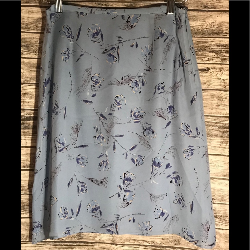 Ann Taylor silk skirt.  Size 8 Petite.  Blue.
